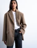 [Topshop] Topshop brushed three button blazer coat in camel-Neutral L camel