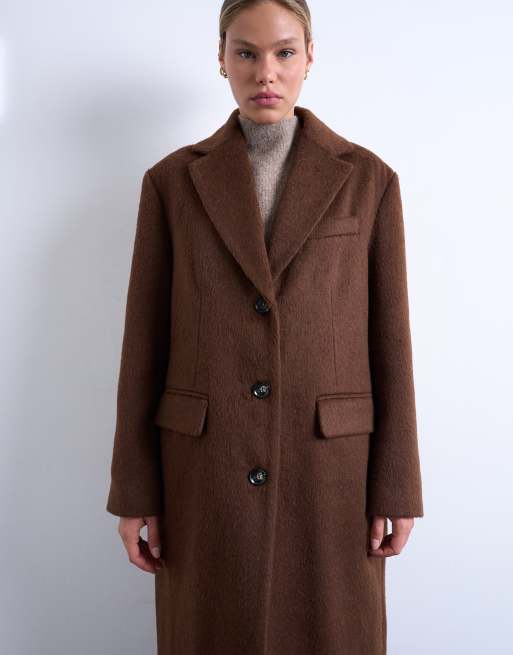 Chocolate Topshop Double Breasted Coat Dark Brown Long Coat