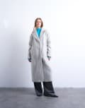 [Topshop] Topshop brushed unlined dropped shoulder clean chuck on coat with wool in grey marl XS grey marle