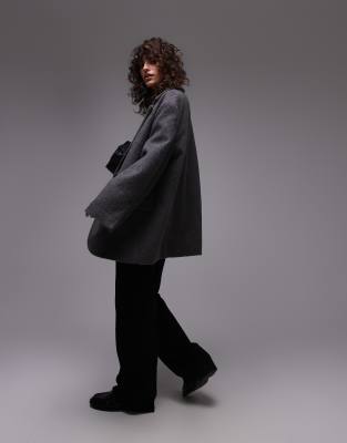 Topshop Brushed Wool Blazer In Gray