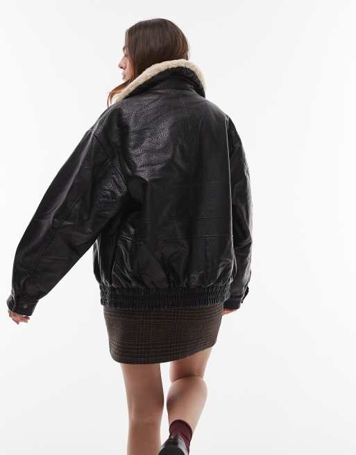 Black faux fur jacket topshop sale