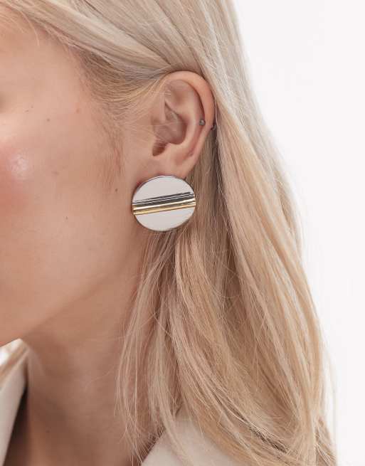 Topshop - Buffy - Orecchini a bottone appariscenti color argento