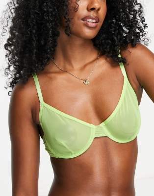 Topshop - Bügel-BH aus Netzstoff in Fluoro-Limette-Grün