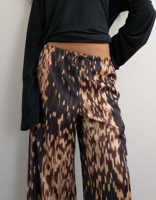 Topshop bukser med lige ben i satinlook og pindsvineprint, 5 af 5