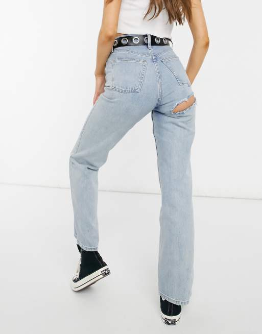 Topshop bum rip jeans in bleach wash | ASOS