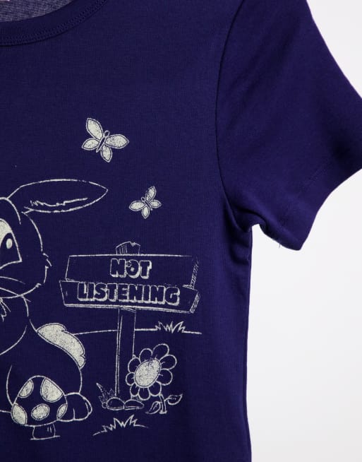 Topshop bunny baby t-shirt in navy blue, 2 of 4