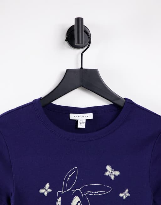 Topshop bunny baby t-shirt in navy blue, 3 of 4