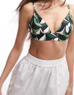 Topshop - Buntes Triangel-Bikinioberteil mit abstraktem Muster