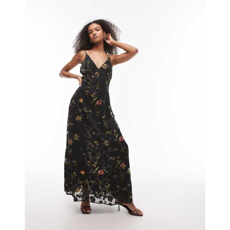パーティードレス Black Typography-Print Maxi Dress Moschino Black Typography-Print Silk Blend Maxi Dress