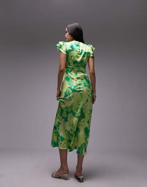 knee length dresses for ladies Rent Topshop Peplum Frill Midi Dress In Mono Print