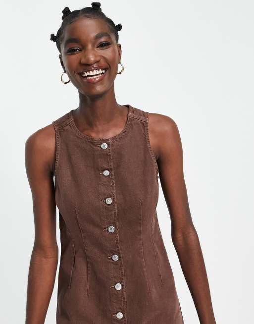 white christmas dresses BAYSIDE DENIM DRESS COFFEE – MØN RENN main image 0