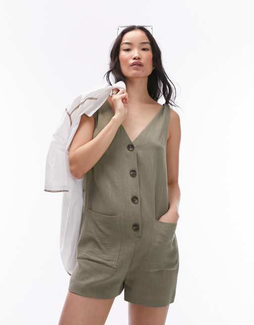 Topshop khaki cheap playsuit