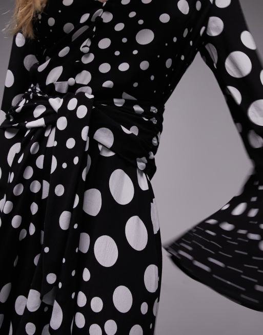 Topshop black white shop polka dot dress