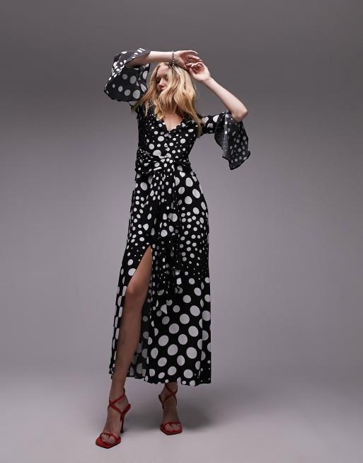 Topshop printed sale button midi dress