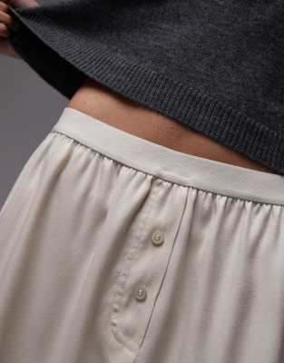 Topshop Button Satin Mini Skirt With Contrast
