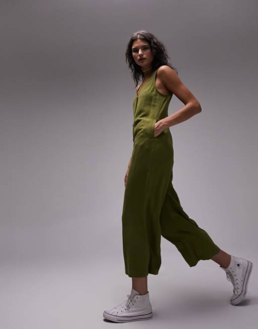 Khaki jumpsuit topshop on sale