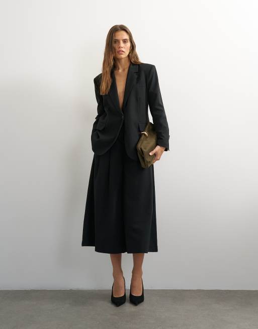 Topshop – Svart set med enkelknäppt kavaj i boyfriend-modell och vida byxor, 3 av 3