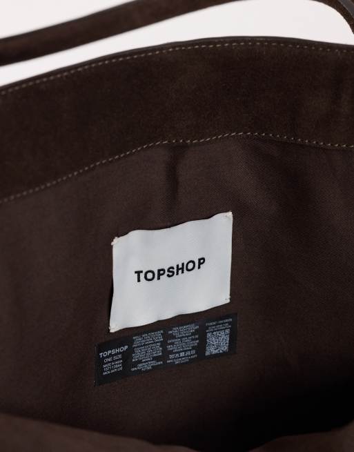Topshop cabas en daim véritable avec détail ceinture couleur chocolat, 4 de 4