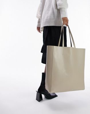 Topshop oversized tote in off white - ASOS Price Checker