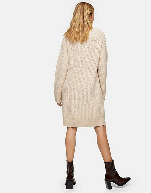 Women Topshop cable knit midi jumper dress in ivory 