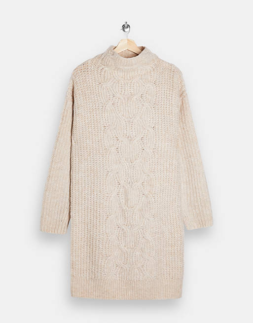 Women Topshop cable knit midi jumper dress in ivory 