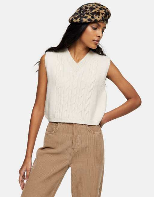 Topshop cable knit tank in cream