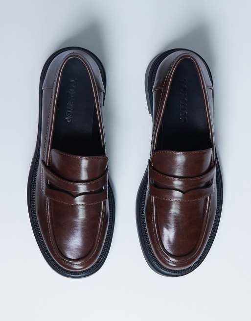 Topshop – Cade – Chokladbruna loafers med grov sula, 4 av 4