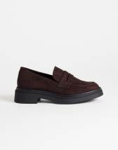 Topshop Cade faux suede chunky sole loafer in chocolate