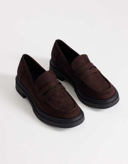 Topshop - Cade - Loafers van imitatiesuède met dikke zool in chocoladebruin, 2 van 4