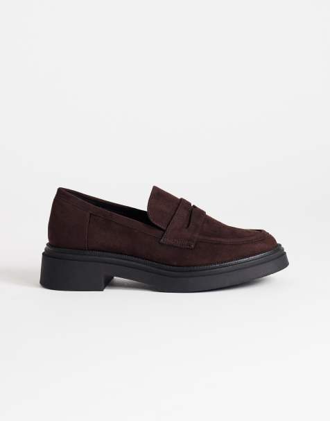 Topshop - Cade - Mocassins en imitation daim à semelle chunky - Chocolat - view 1