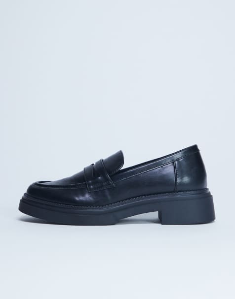 Topshop – Cade – Svarta loafers med grov sula - view 1