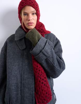 Topshop - Cagoule crochetée - Rouge