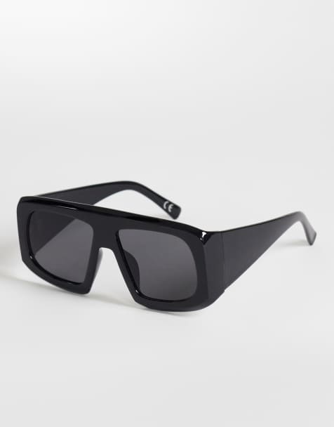 Topshop – Cairo – Breite, eckige Sonnenbrille in Schwarz - view 1