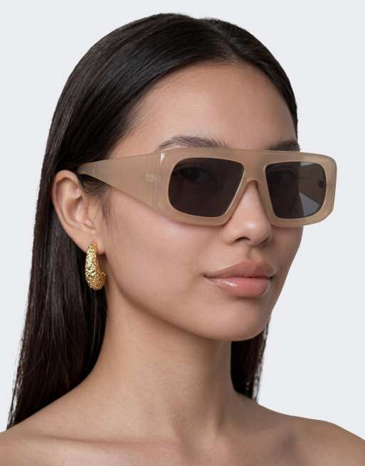 Topshop - Cairo - Lunettes de soleil carrées chunky - Blanc cassé, 2 de 4
