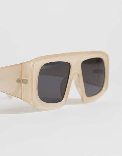 Topshop - Cairo - Lunettes de soleil carrées chunky - Blanc cassé, 4 de 4