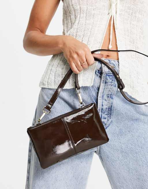 Topshop – Caitlin – Brązowa lakierowana torebka crossbody, 2 z 4