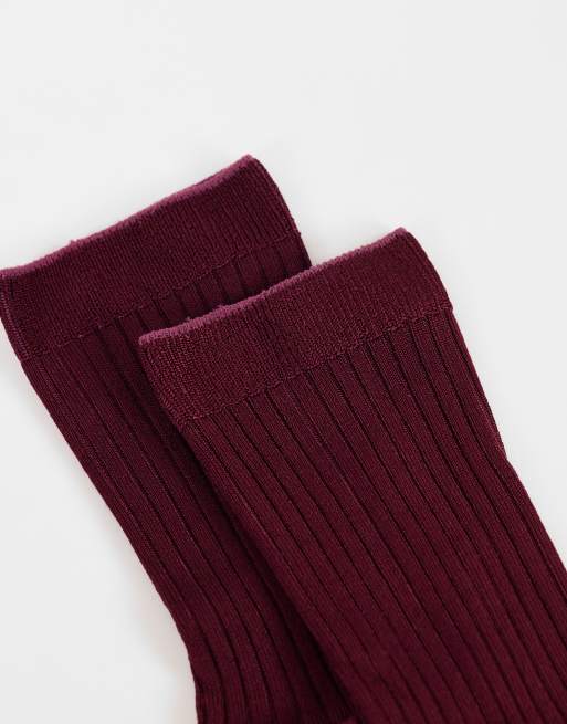Topshop - calcetines acanalados Lillie en burdeos, 2 de 3