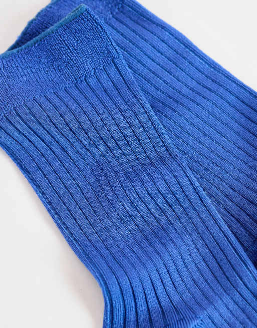 Topshop calcetines de canalé en cobalto, 2 de 3