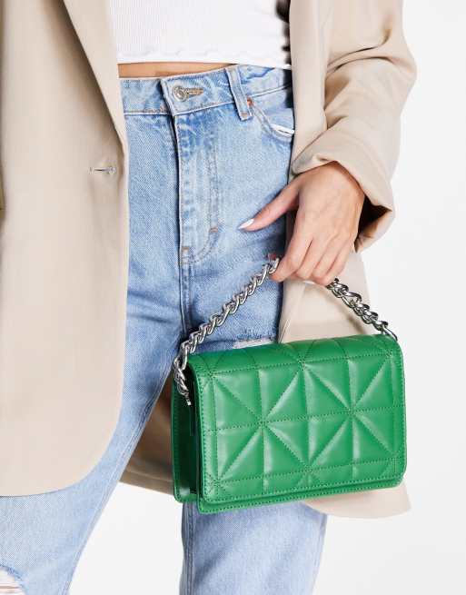 Topshop – Cali – Gesteppte Umhängetasche in Grün mit Kettenriemen, 2 von 4