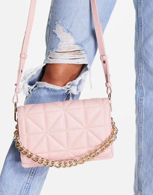 Topshop – Cali – Gesteppte Umhängetasche in Rosa mit Kettenriemen, 2 von 4