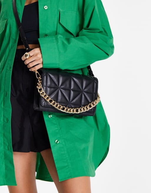 Cali quilted chain crossbody bag in black ASOS