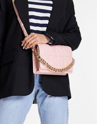 Topshop Cali quilted chain crossbody bag in pink