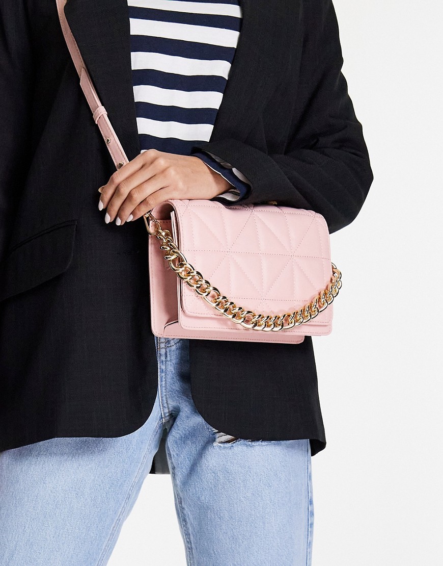 Topshop Cali quilted chain crossbody bag in pink
