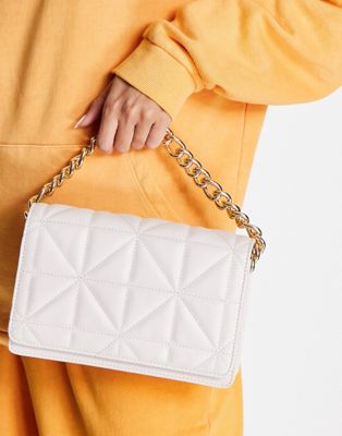 Topshop Cali quilted chain crossbody bag in white