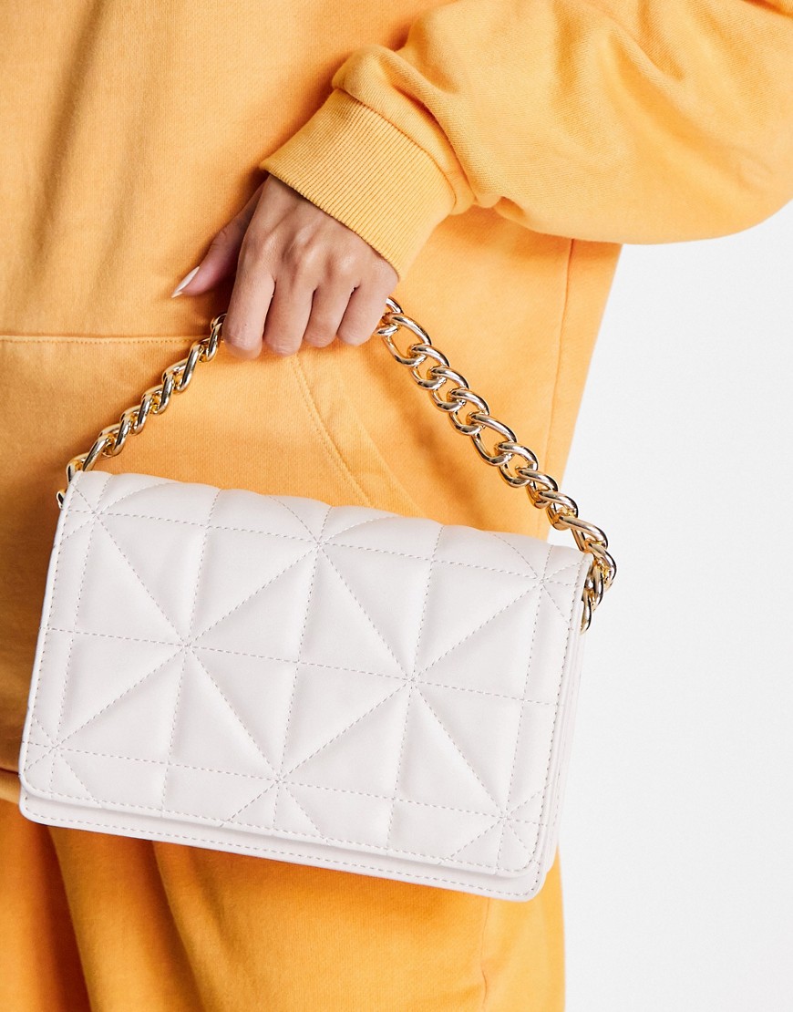 Topshop Cali quilted chain crossbody bag in white