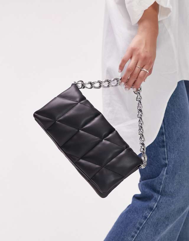 Topshop calla quilted crossbody bag in black