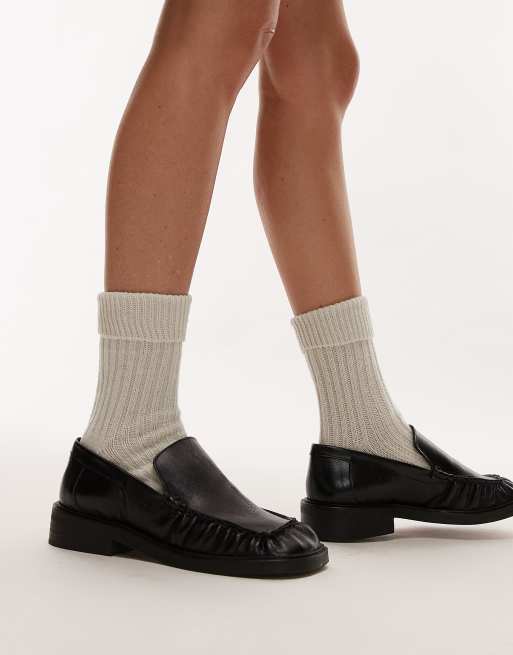 Topshop - Calzini color pietra a costine larghe con risvolto