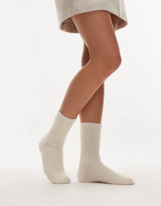 Topshop - Calzini comodi color panna piumati