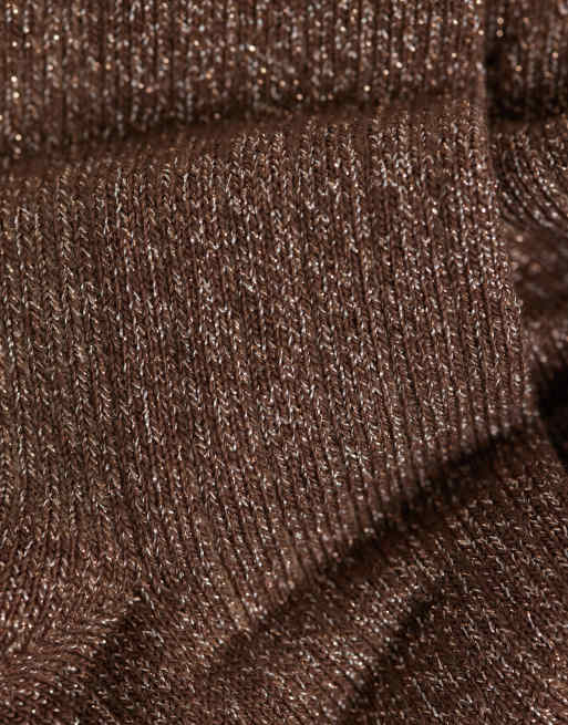 Topshop calzini glitterati color cioccolato, 2 di 3