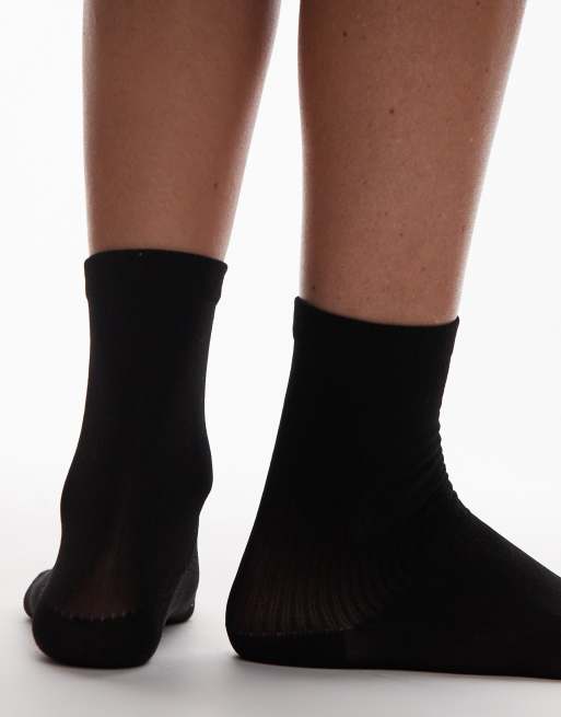 Topshop - Calzini neri a costine trasparenti, 3 di 4